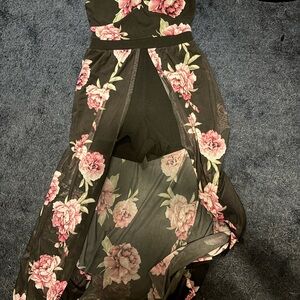 Floral Black and Pink Women's Dress